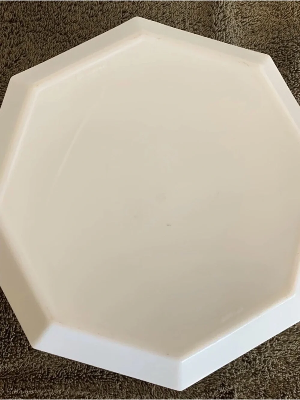 Vintage Hexagonal White Ceramic Accent Bowl with Black Linear Pattern
